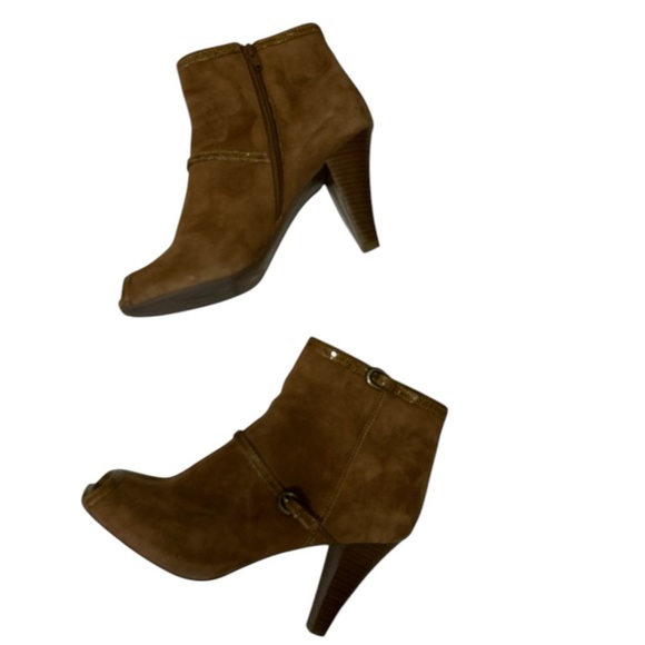 Worthington Brown Suede Peep Top Ankle Boot, Size 9.5M - Picture 3 of 6